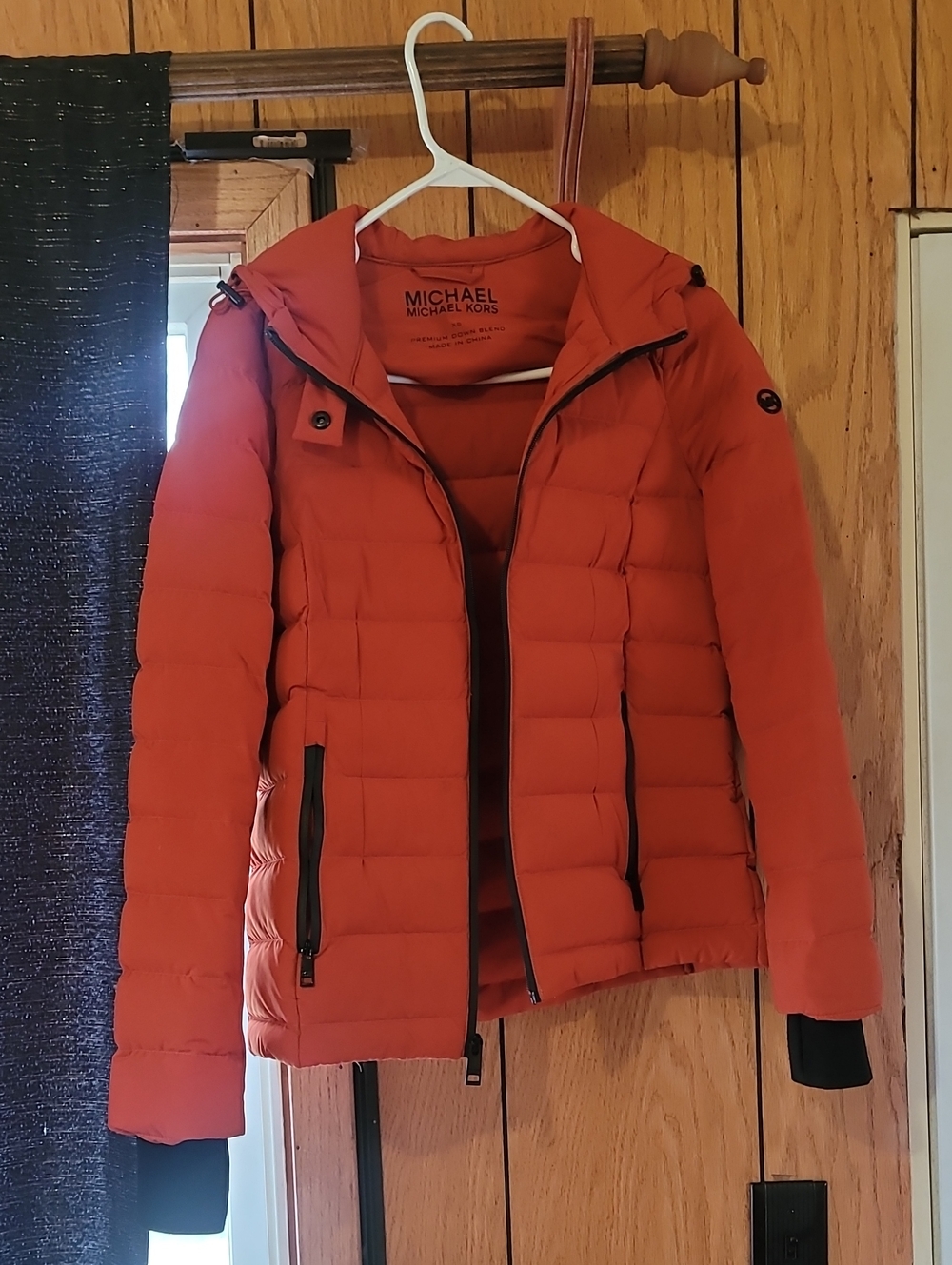 Michael Kors Orange Quilted Puffer Jacket with Hood